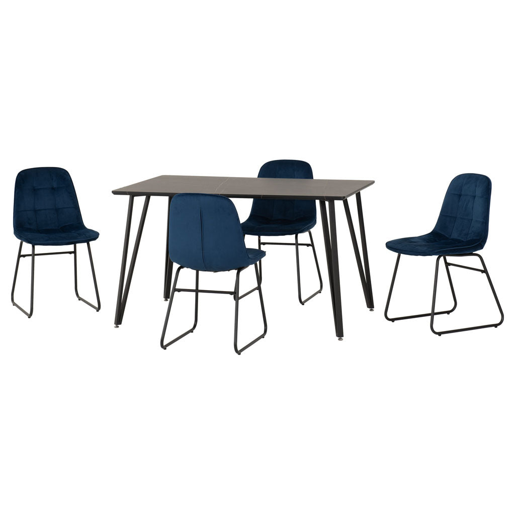 Wooden Dining Table Black With 4 Lukas Dining Chairs - Marlow
