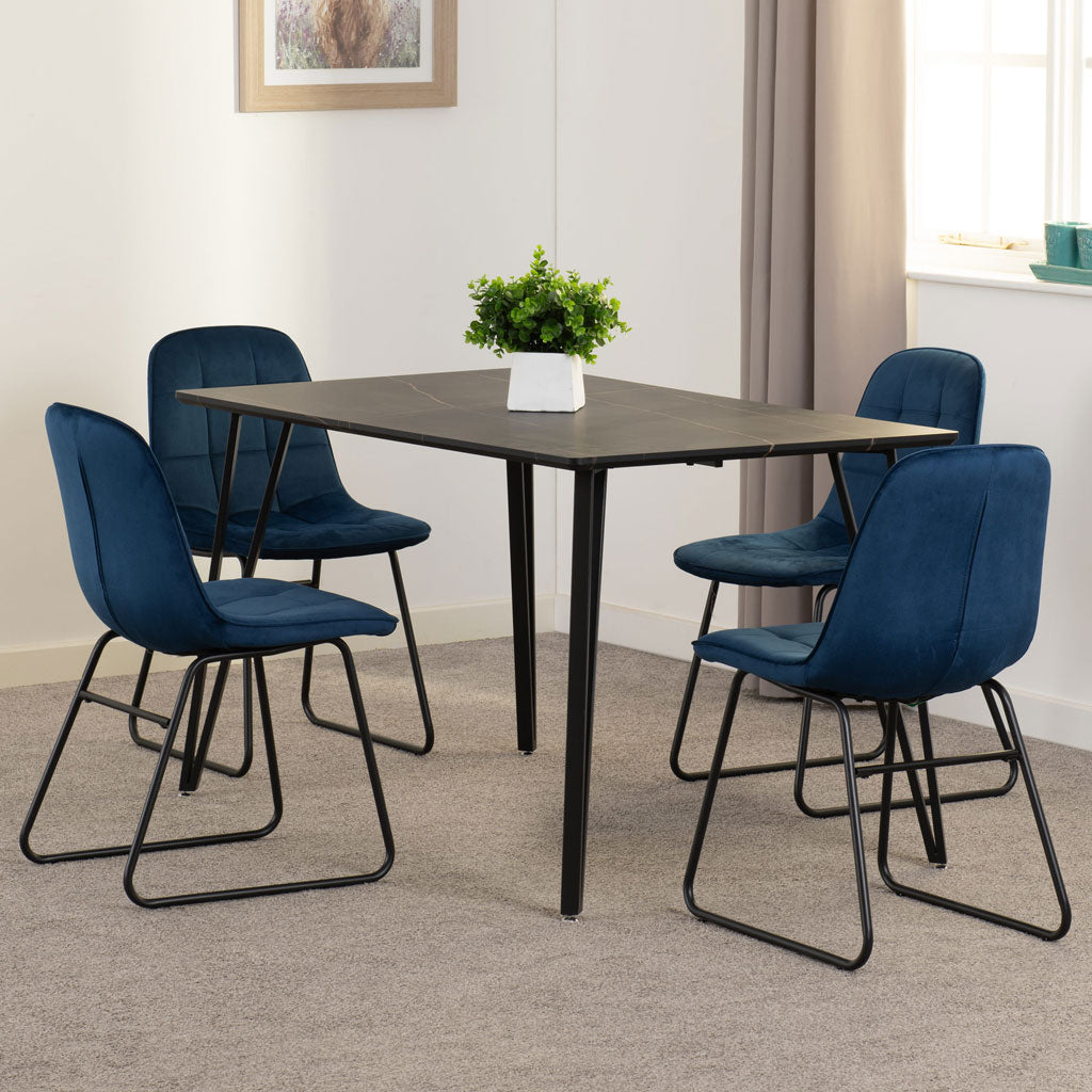 Wooden Dining Table Black With 4 Lukas Dining Chairs - Marlow