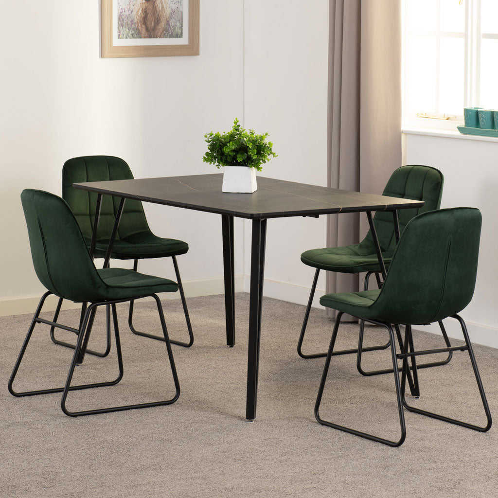 Wooden Dining Table Black With 4 Lukas Dining Chairs - Marlow