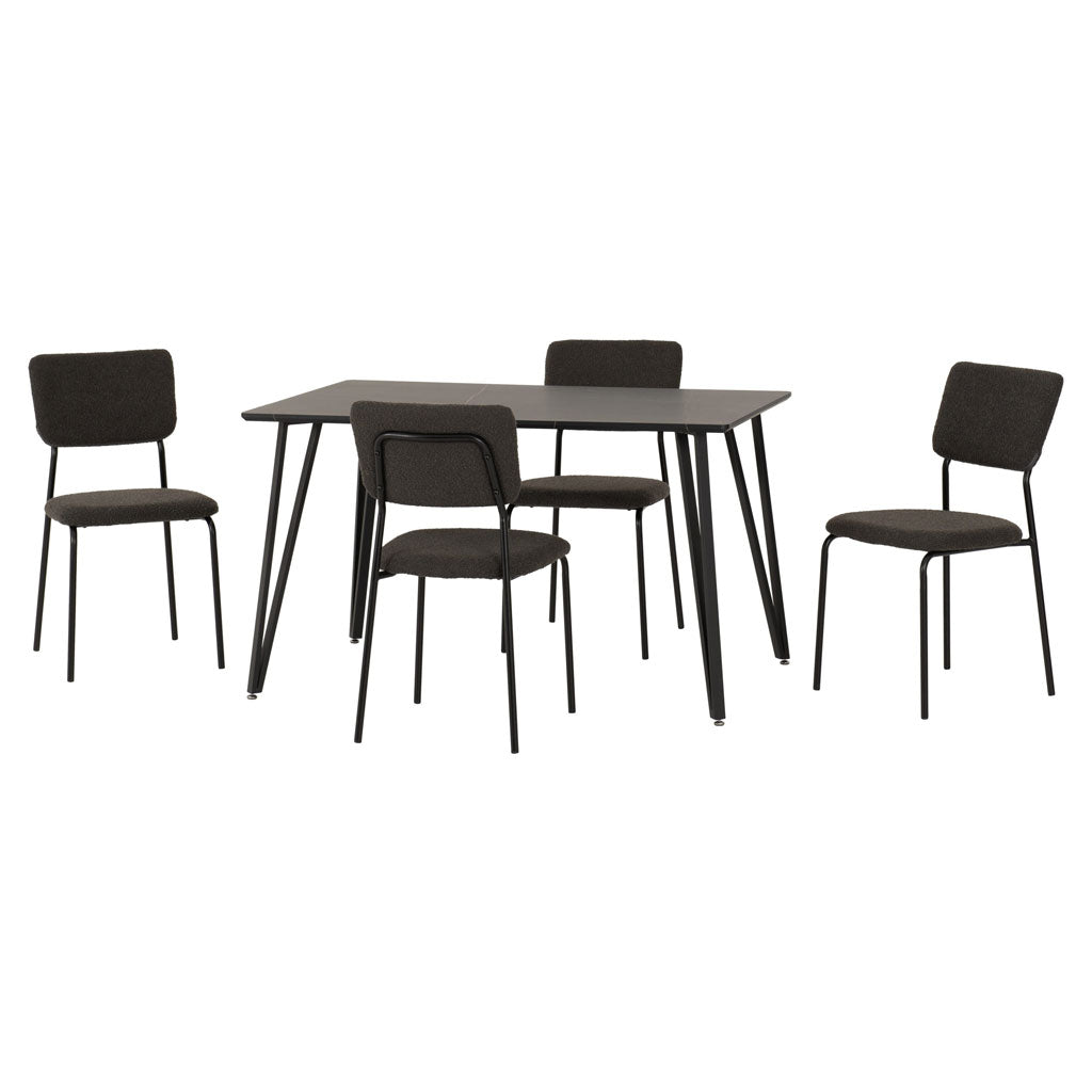 Wooden Dining Table Black With 4 Sheldon Dining Chairs - Marlow