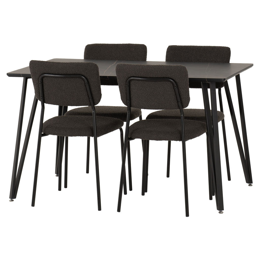 Wooden Dining Table Black With 4 Sheldon Dining Chairs - Marlow