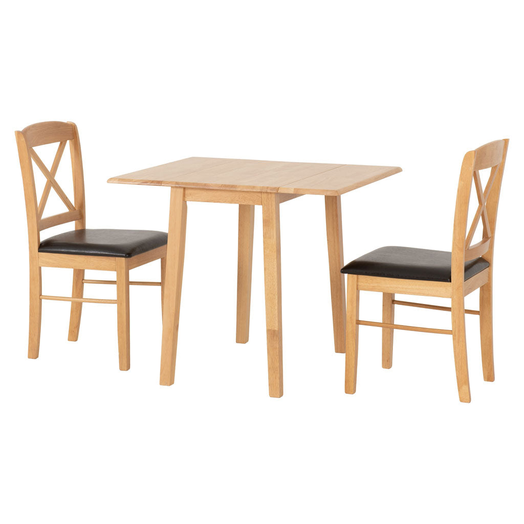 Wooden Dining Table Drop Leaf With 2 Dining Chairs - Mason