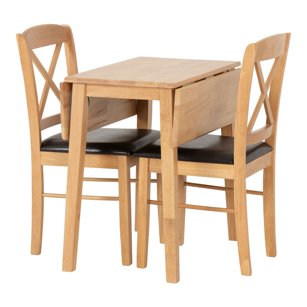 Wooden Dining Table Drop Leaf With 2 Dining Chairs - Mason