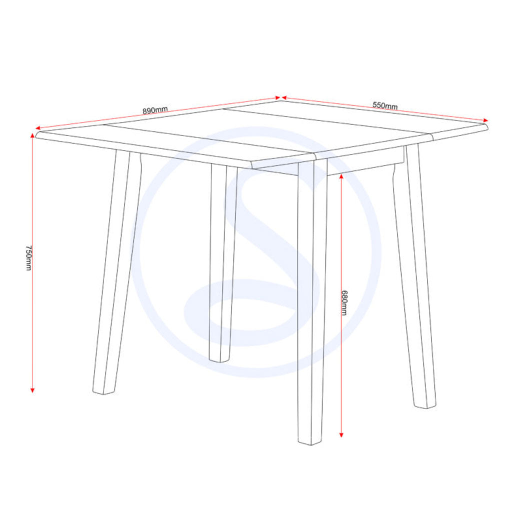 Wooden Dining Table Drop Leaf With 2 Dining Chairs - Mason