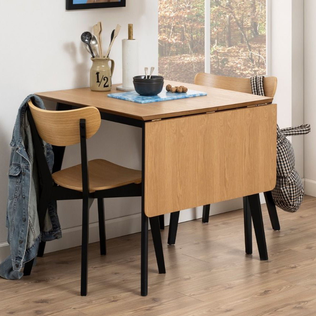 Wooden Dining Table Extending With 2 Roxby Dining Chairs - Roxby