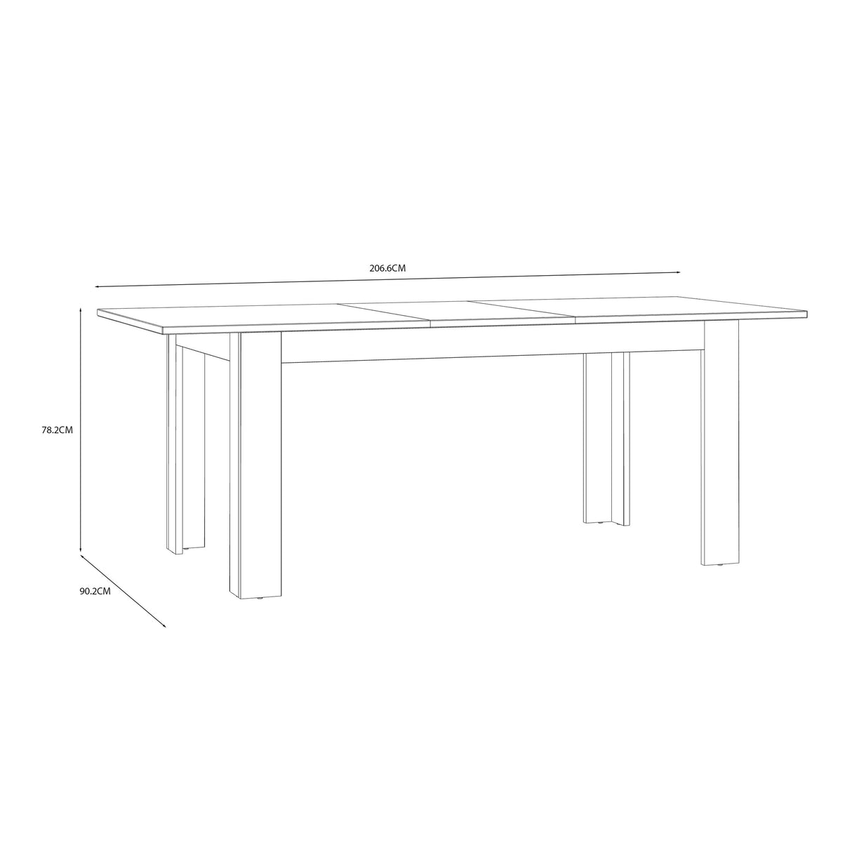 Wooden Dining Table for 4 to 6 People Extending Rectangular - Bohol