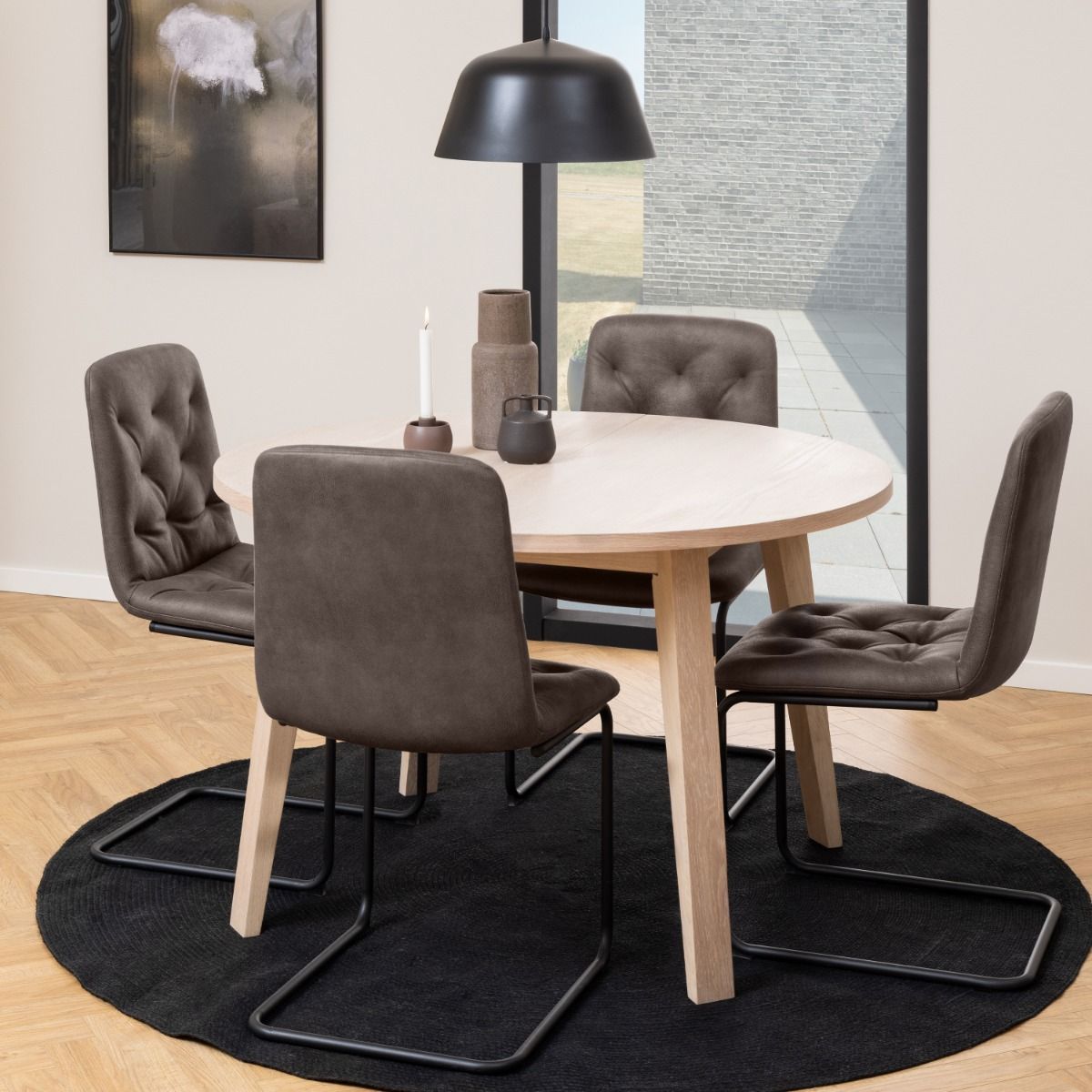 Wooden Dining Table for 4 People Round - A-Line