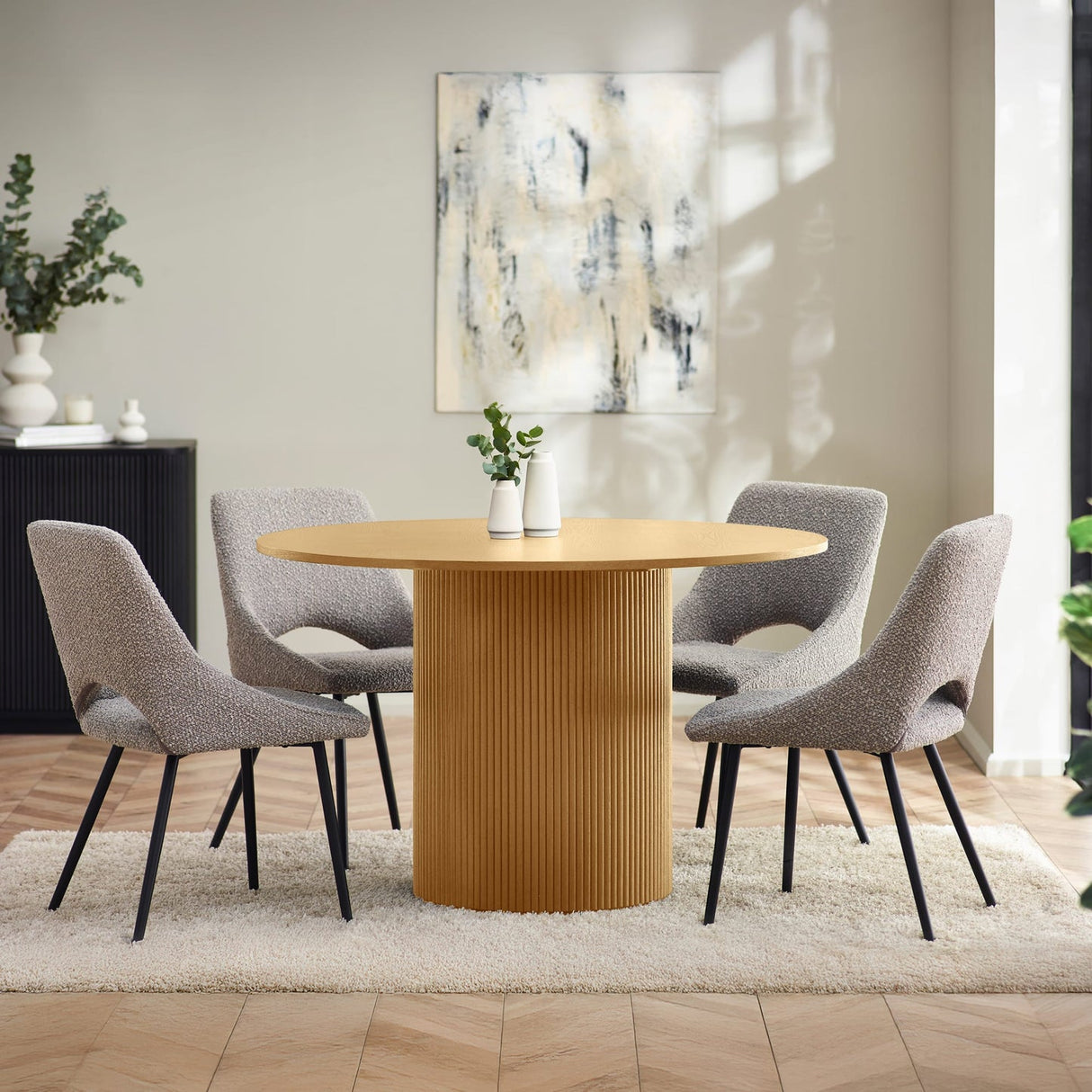 Wooden Dining Table for 4 People Round - Louis