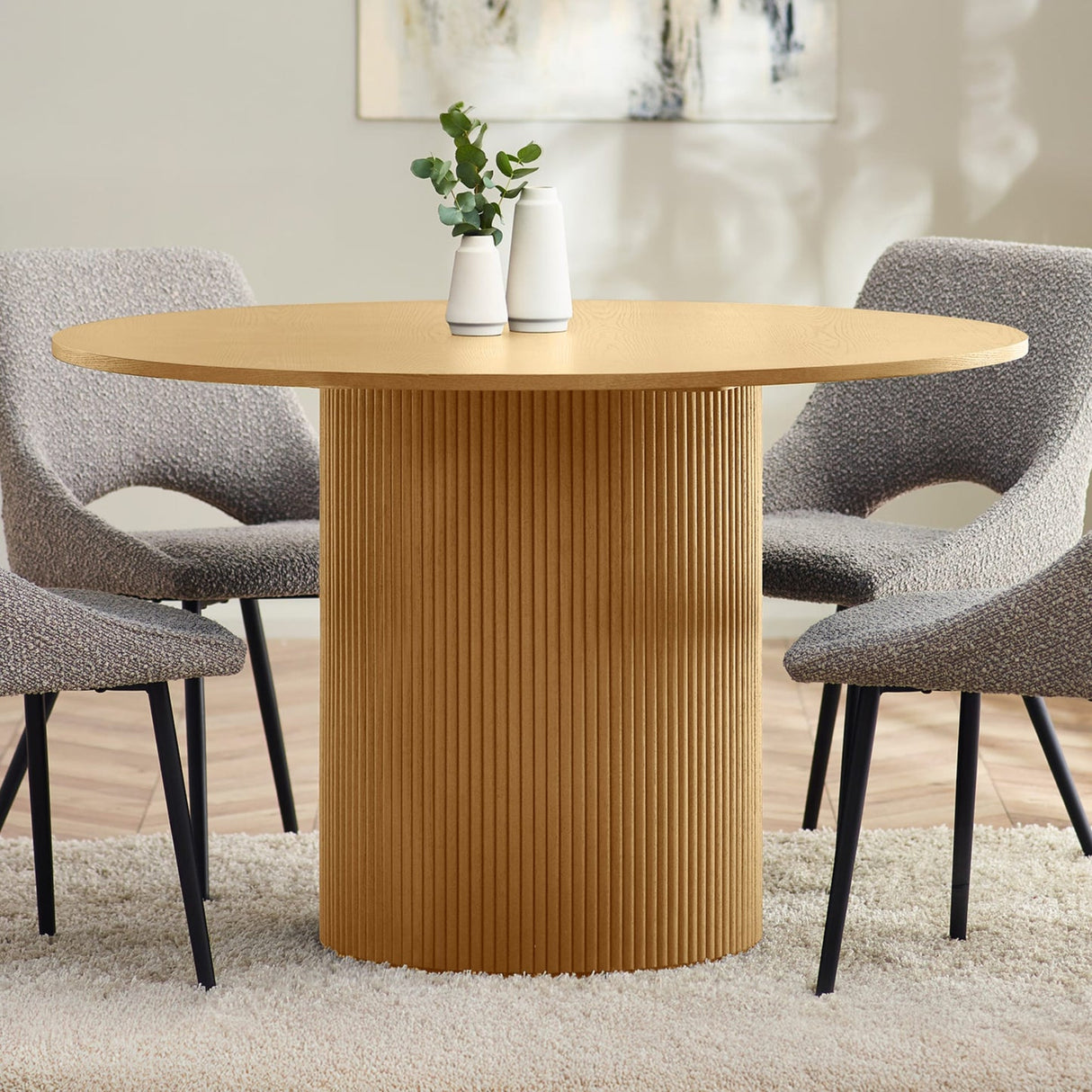 Wooden Dining Table for 4 People Round - Louis