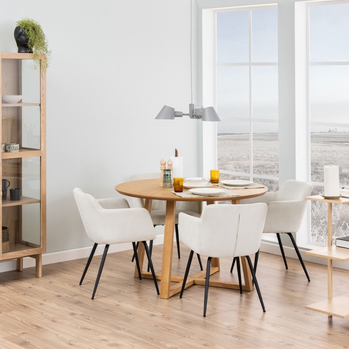 Wooden Dining Table for 4 People Round - Malika