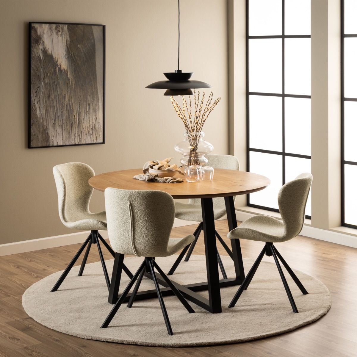 Wooden Dining Table for 4 People Round - Malika
