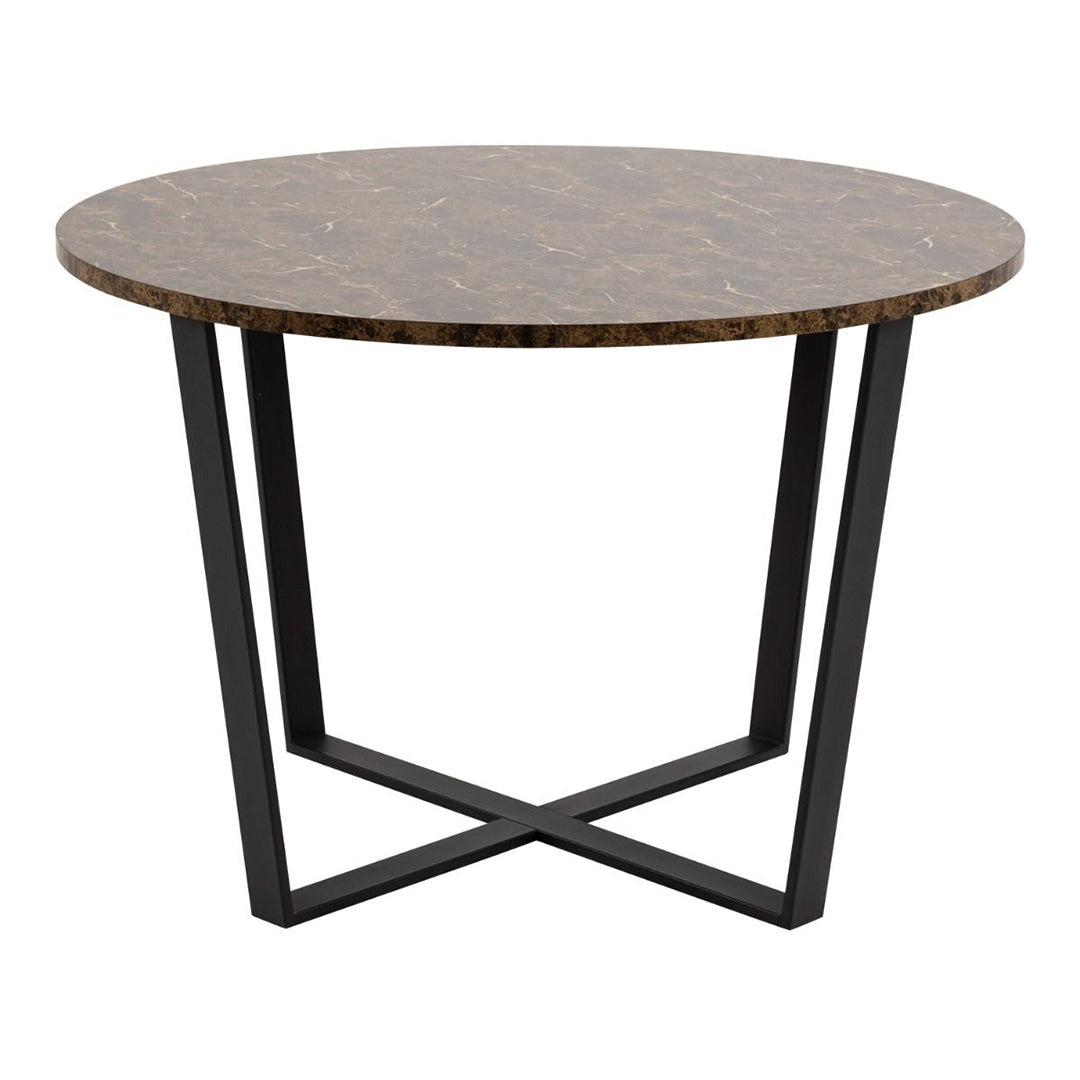 Wooden Dining Table for 4 People Round in Marble Effect - Amble