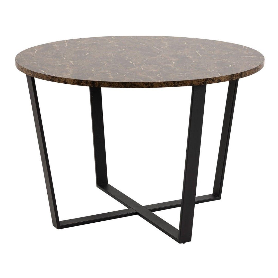 Wooden Dining Table for 4 People Round in Marble Effect - Amble