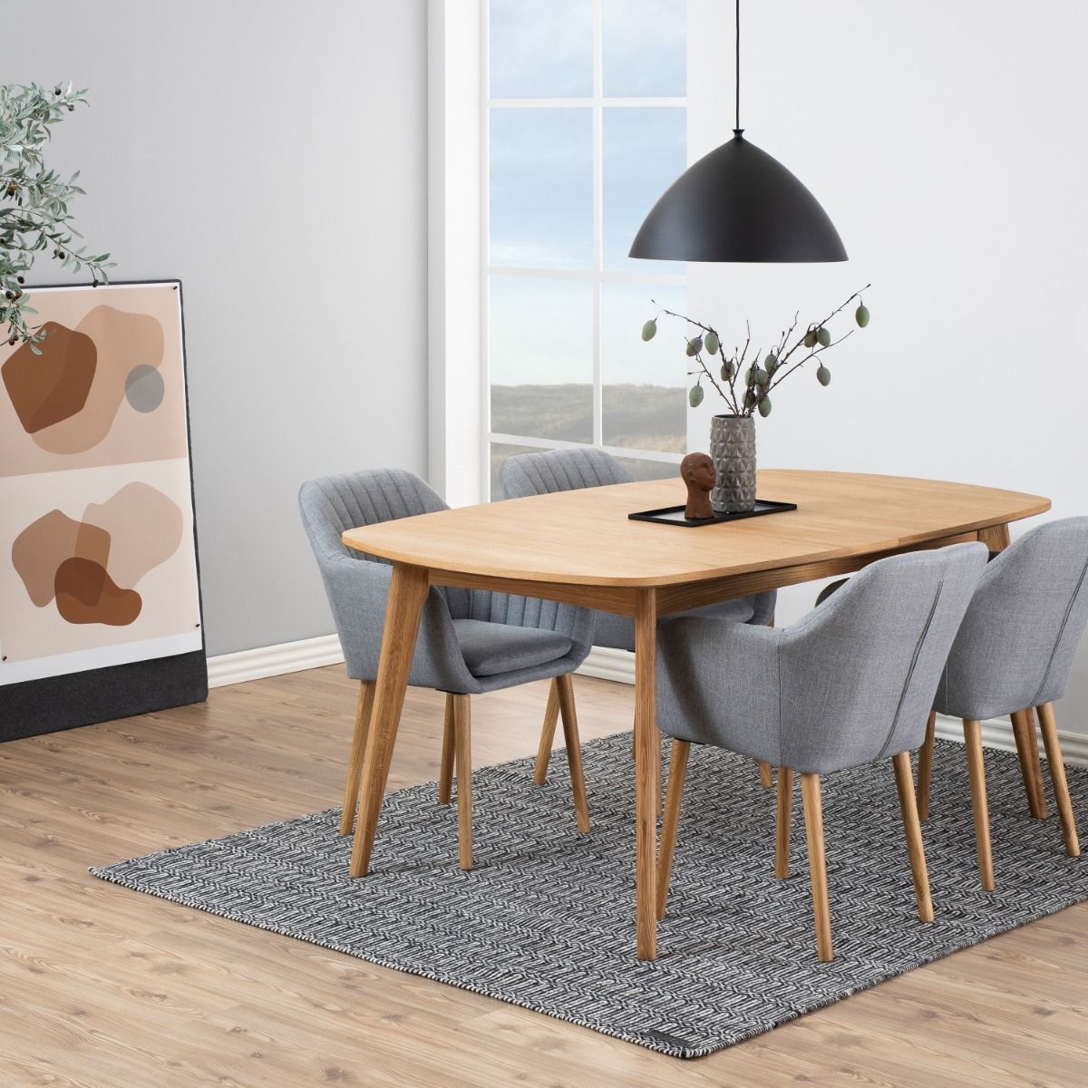 Wooden Dining Table for 4 to 6 People Extending Rectangular - Marte