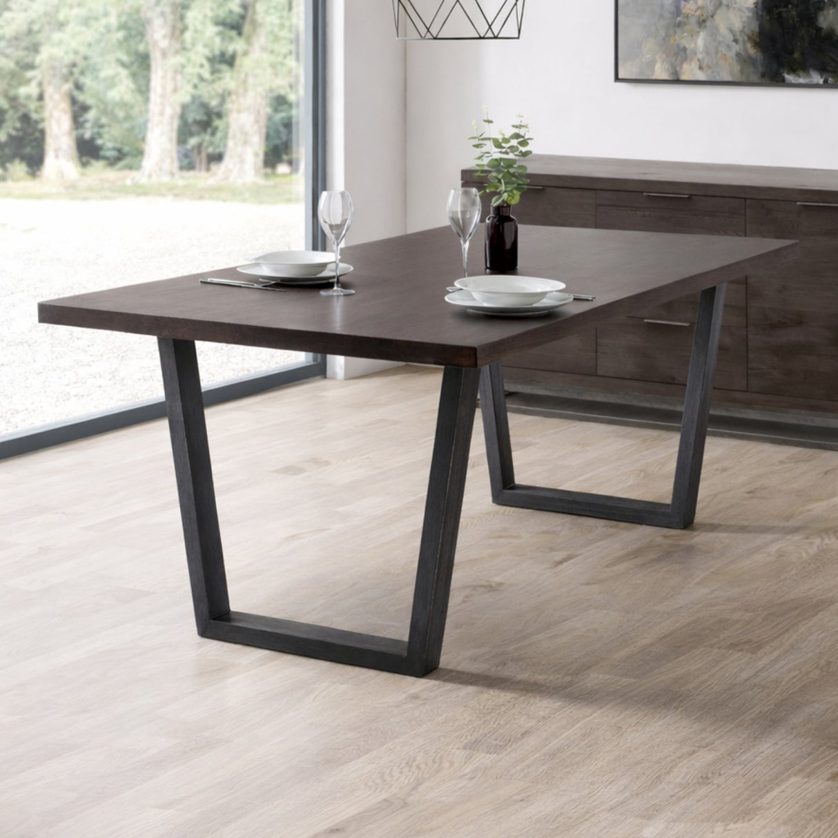 Wooden Dining Table for 4 to 6 People Rectangular - Brooklyn