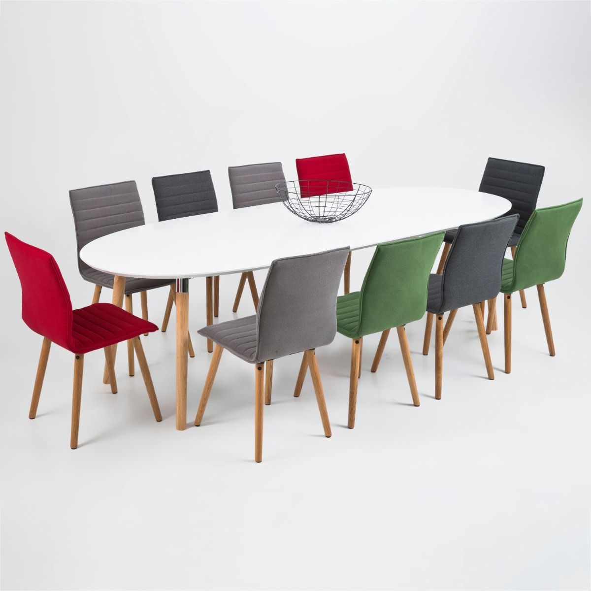 Wooden Dining Table for 8 People Oval - Belina