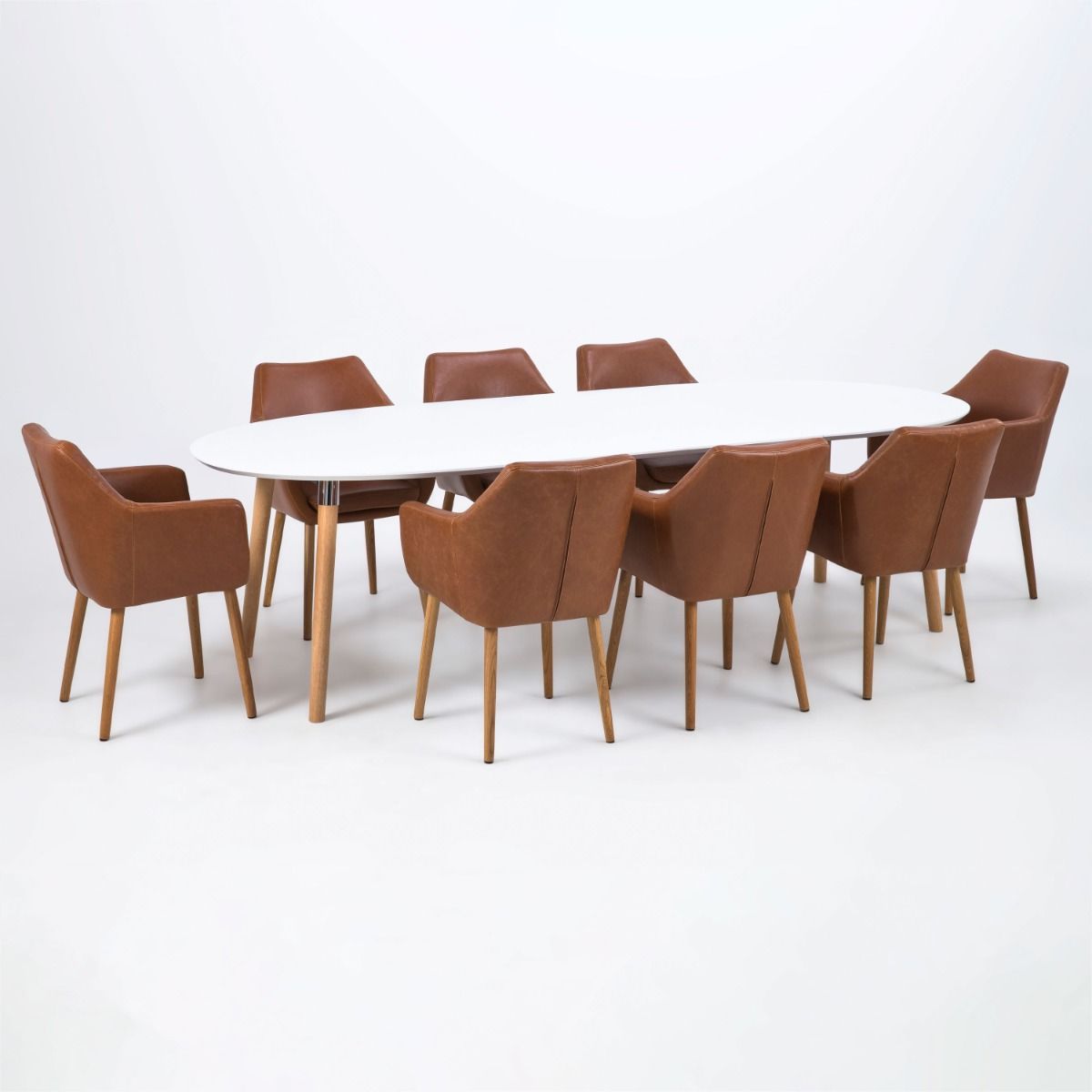 Wooden Dining Table for 8 People Oval - Belina