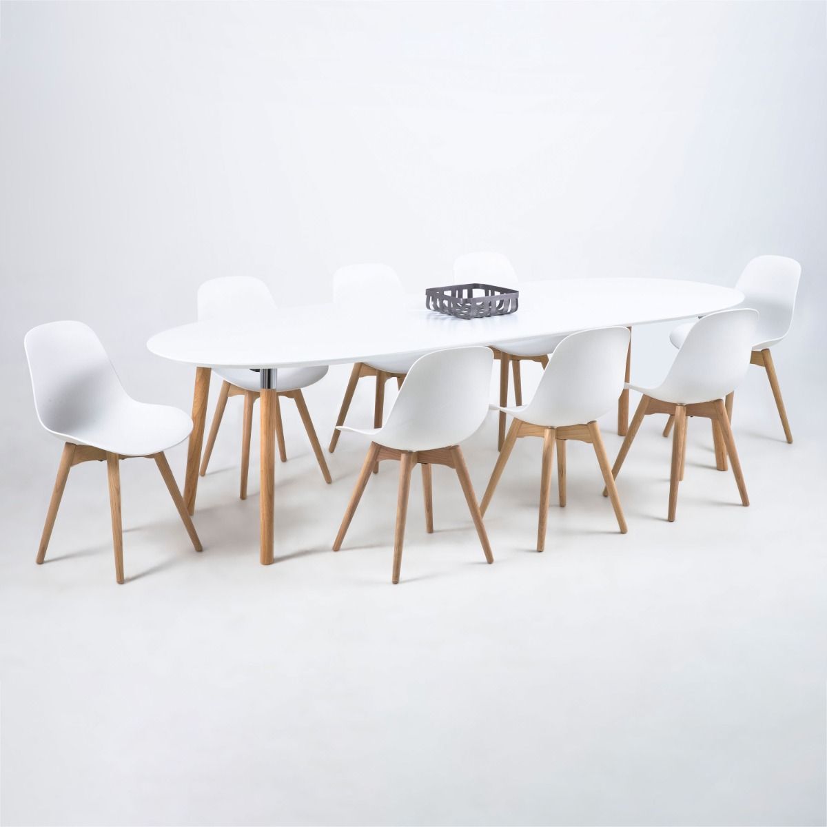 Wooden Dining Table for 8 People Oval - Belina