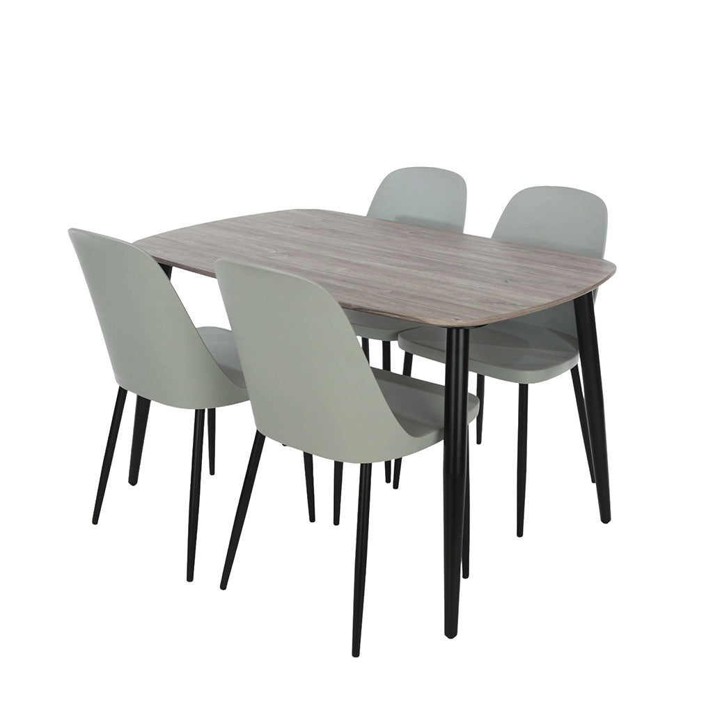 Wooden Dining Table in Grey Sonoma Oak Rectangular With 4 Duo Chairs - Aspen