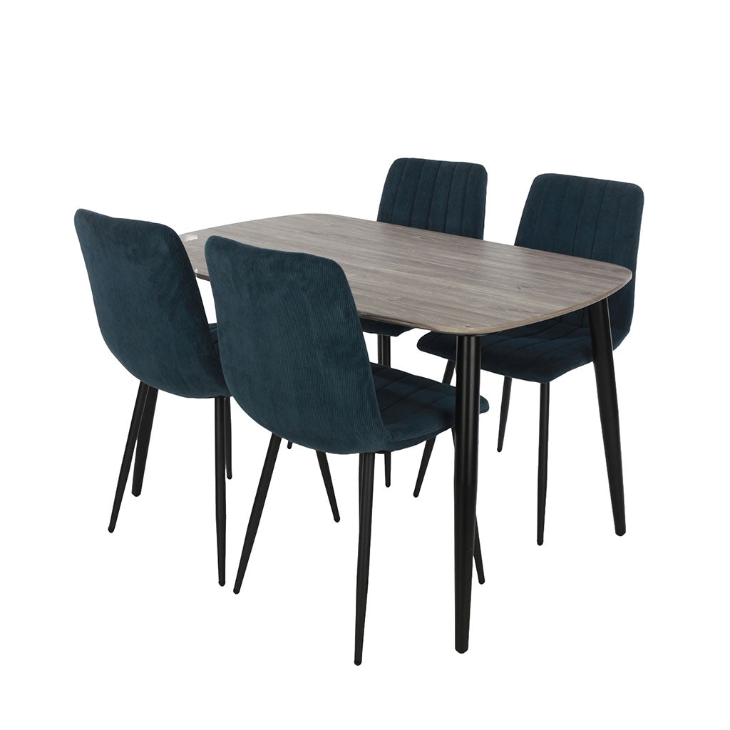 Wooden Dining Table in Grey Sonoma Oak Rectangular With 4 Straight Stitch Chairs - Aspen