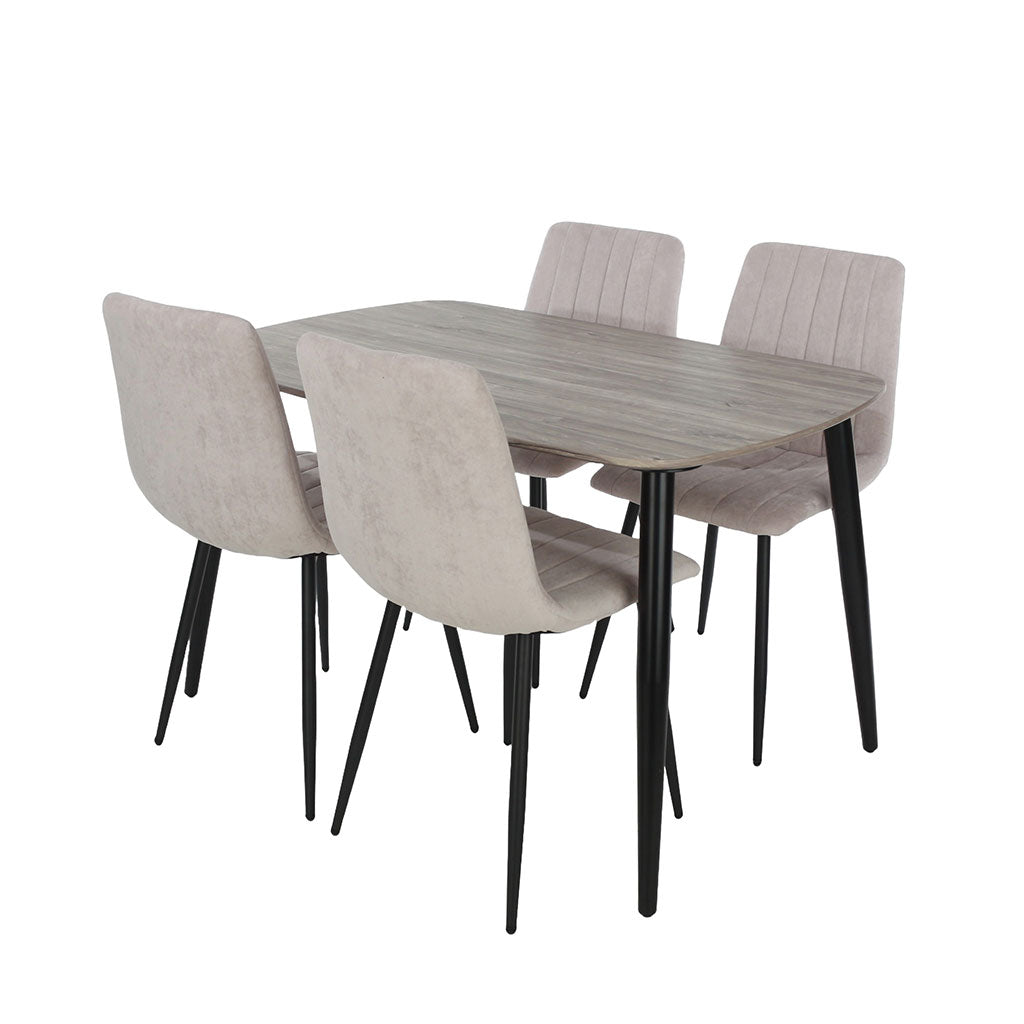 Wooden Dining Table in Grey Sonoma Oak Rectangular With 4 Straight Stitch Chairs - Aspen