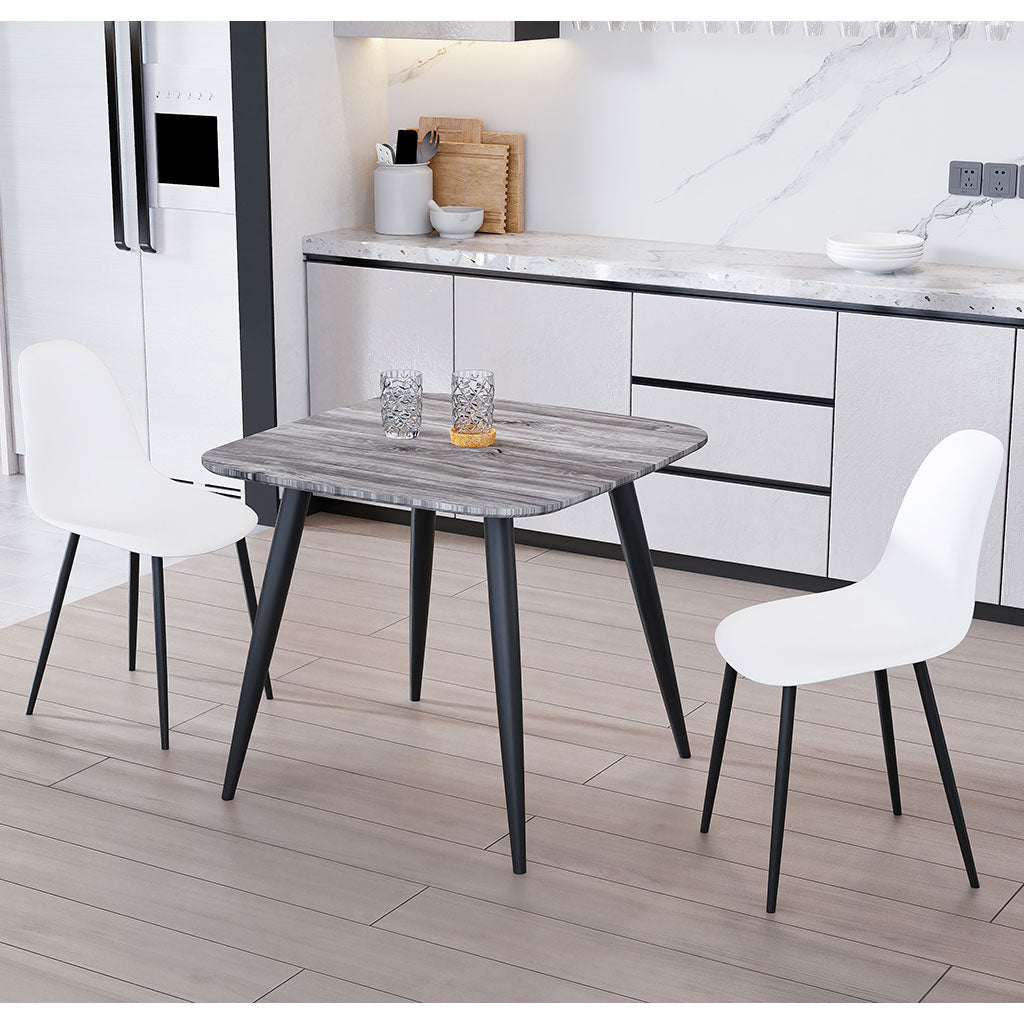 Wooden Dining Table in Grey Sonoma Oak Square With 2 Curve Chairs - Aspen