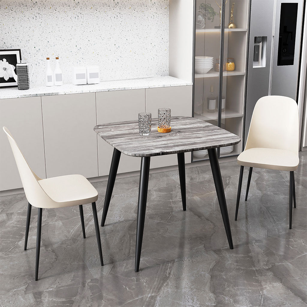 Wooden Dining Table in Grey Sonoma Oak Square With 2 Duo Chairs - Aspen