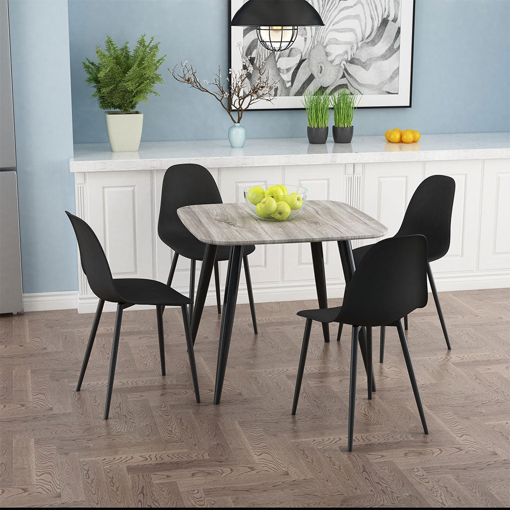 Wooden Dining Table in Grey Sonoma Oak Square With 4 Curve Chairs - Aspen