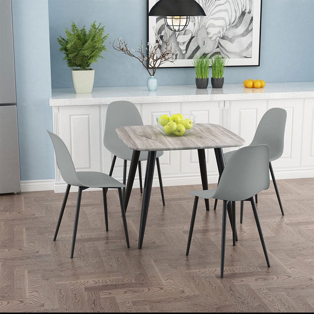 Wooden Dining Table in Grey Sonoma Oak Square With 4 Curve Chairs - Aspen