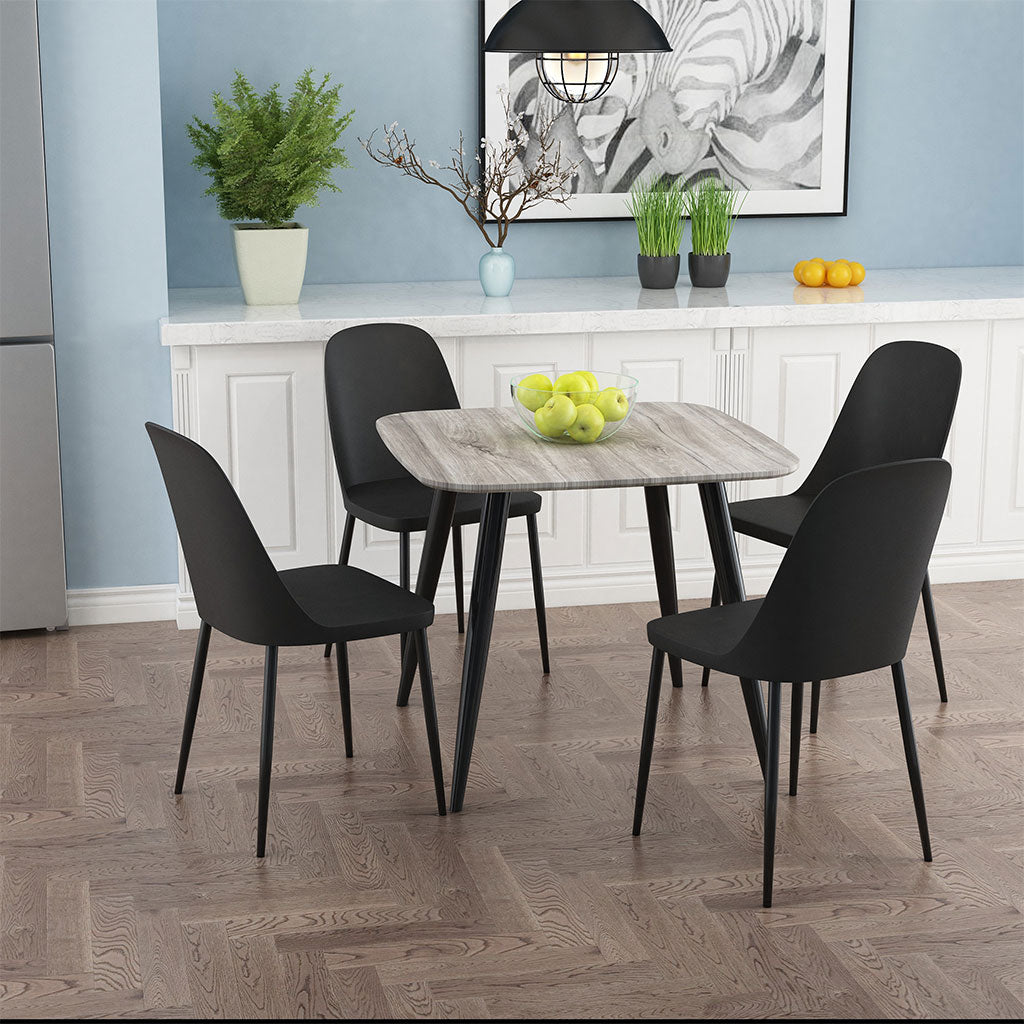 Wooden Dining Table in Grey Sonoma Oak Square With 4 Duo Chairs - Aspen
