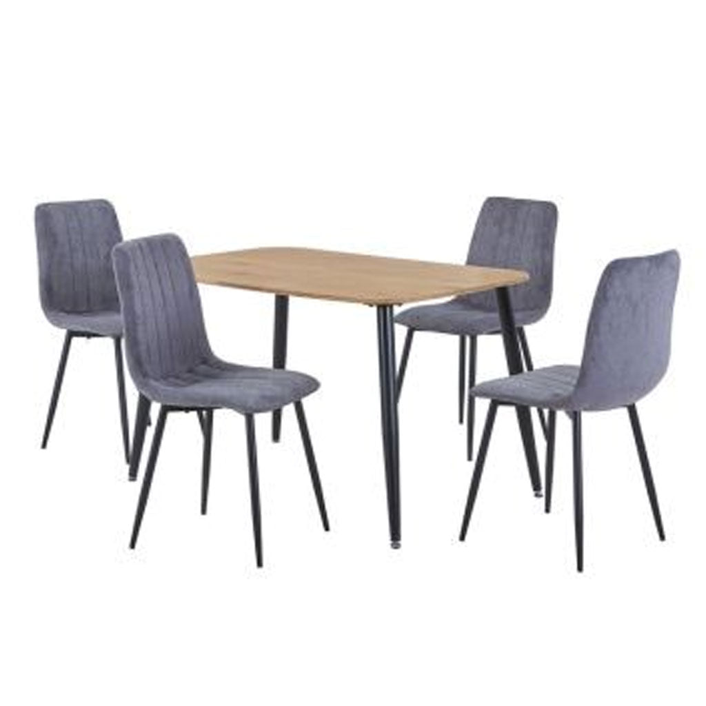 Wooden Dining Table in Light Oak Rectangular With 4 Diamond Stitch Chairs - Aspen