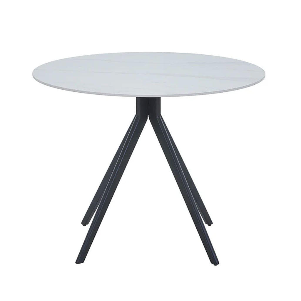 Wooden Dining Table in White Round With 4 Swivel Chairs - Aspen