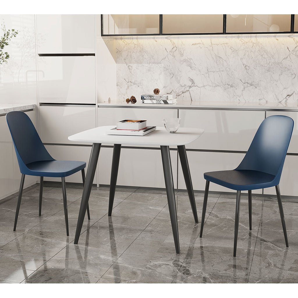 Wooden Dining Table in White Square With 2 Duo Chairs - Aspen