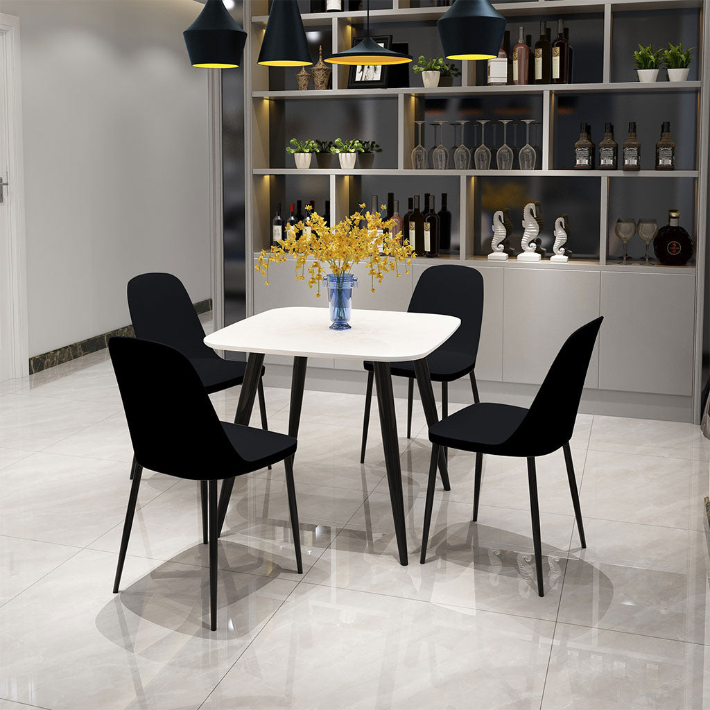 Wooden Dining Table in White Square With 4 Duo Chairs - Aspen