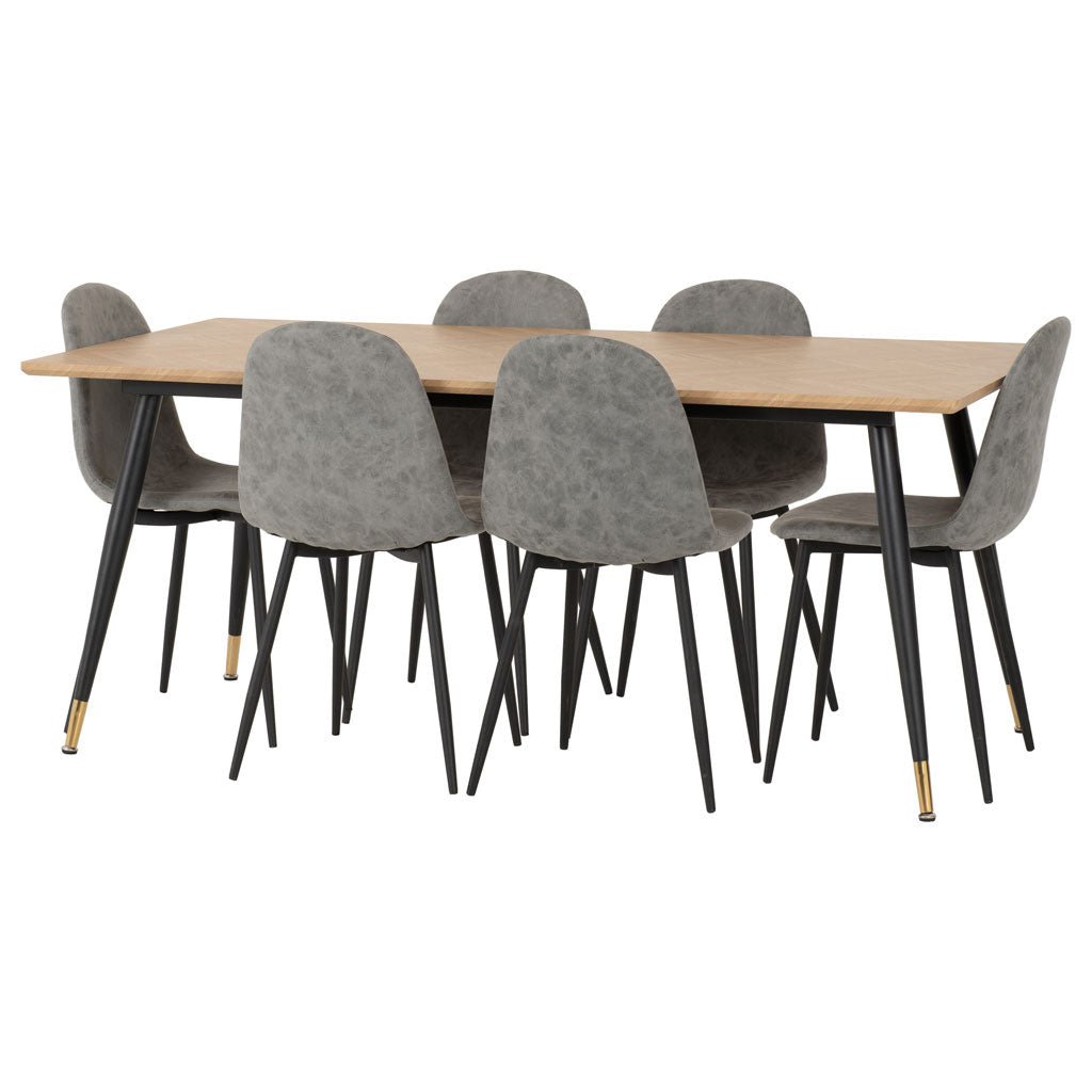 Wooden Dining Table With 6 Athens Dining Chairs - Hamilton