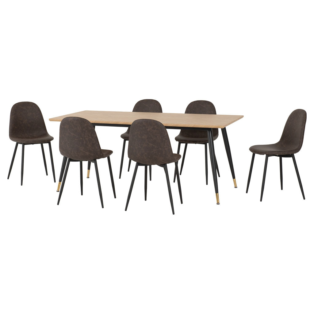 Wooden Dining Table With 6 Athens Dining Chairs - Hamilton