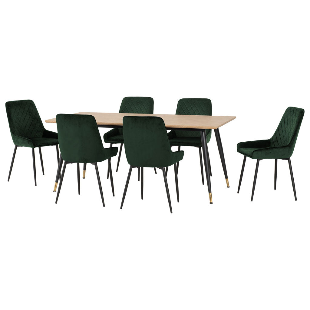 Wooden Dining Table With 6 Avery Dining Chairs - Hamilton