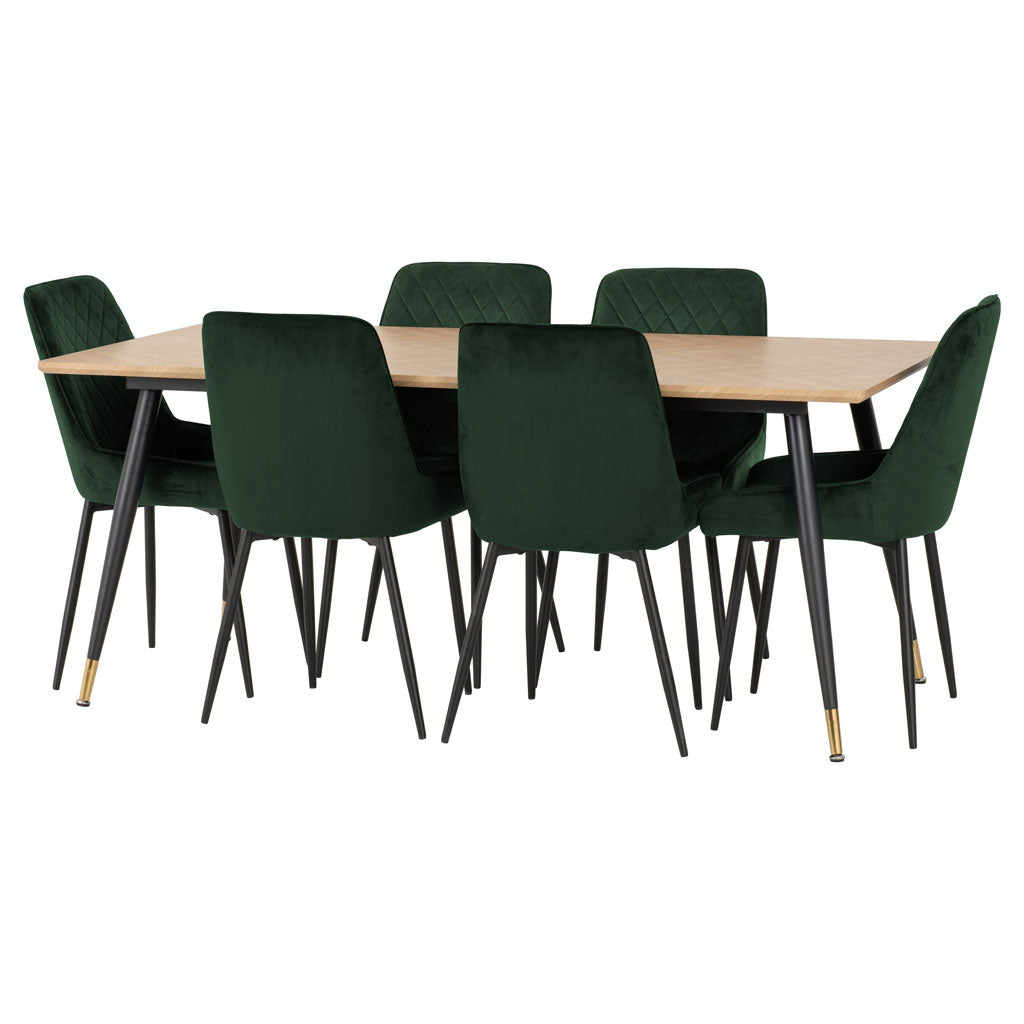 Wooden Dining Table With 6 Avery Dining Chairs - Hamilton