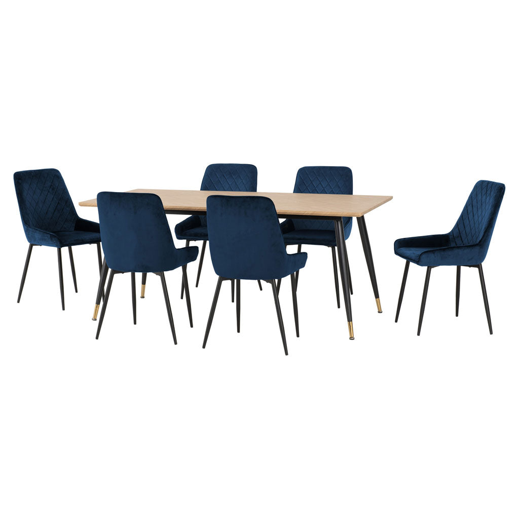 Wooden Dining Table With 6 Avery Dining Chairs - Hamilton