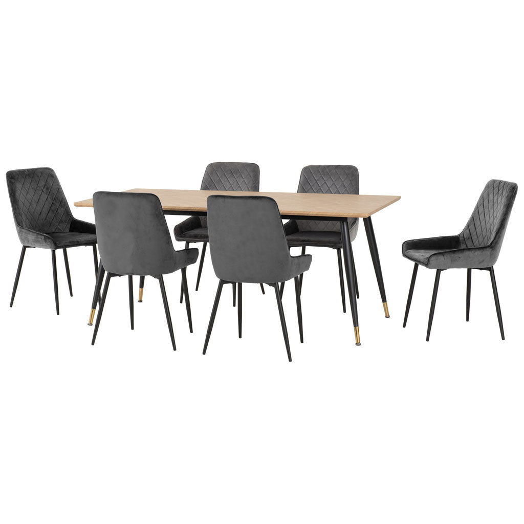 Wooden Dining Table With 6 Avery Dining Chairs - Hamilton