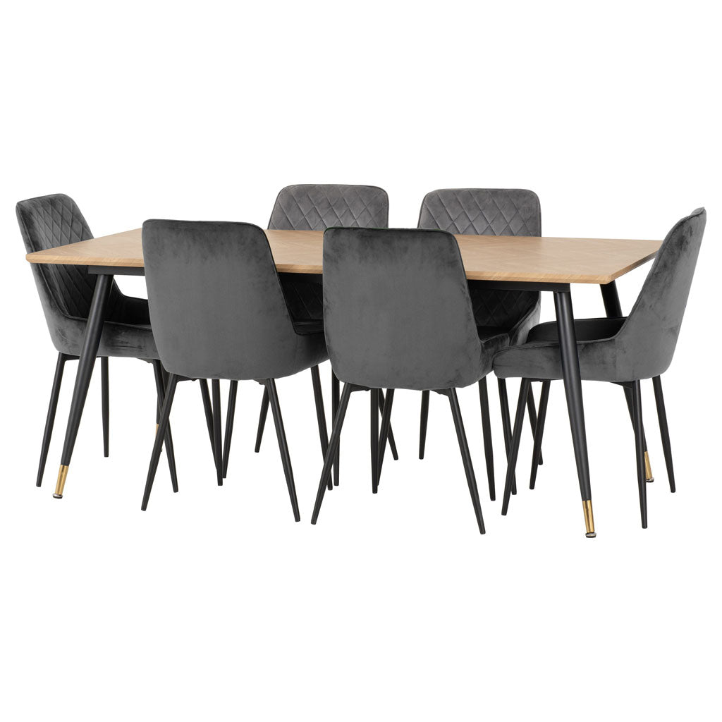 Wooden Dining Table With 6 Avery Dining Chairs - Hamilton