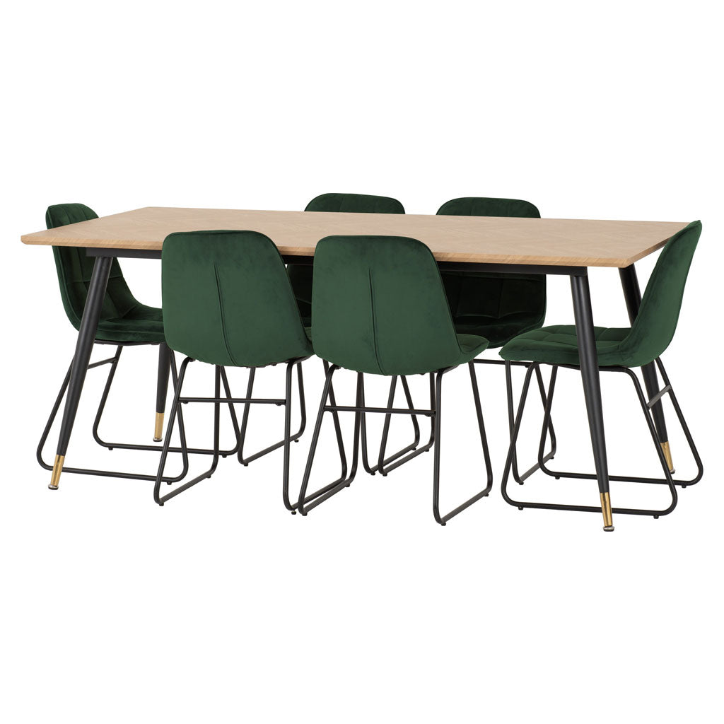 Wooden Dining Table With 6 Lukas Dining Chairs - Hamilton