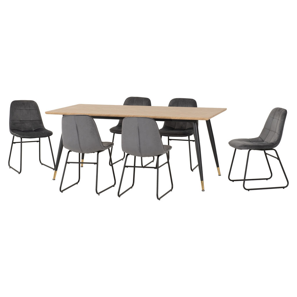 Wooden Dining Table With 6 Lukas Dining Chairs - Hamilton
