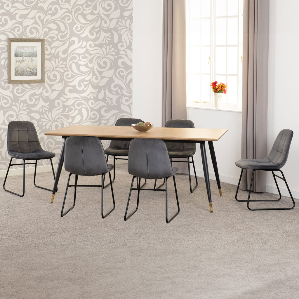 Wooden Dining Table With 6 Lukas Dining Chairs - Hamilton
