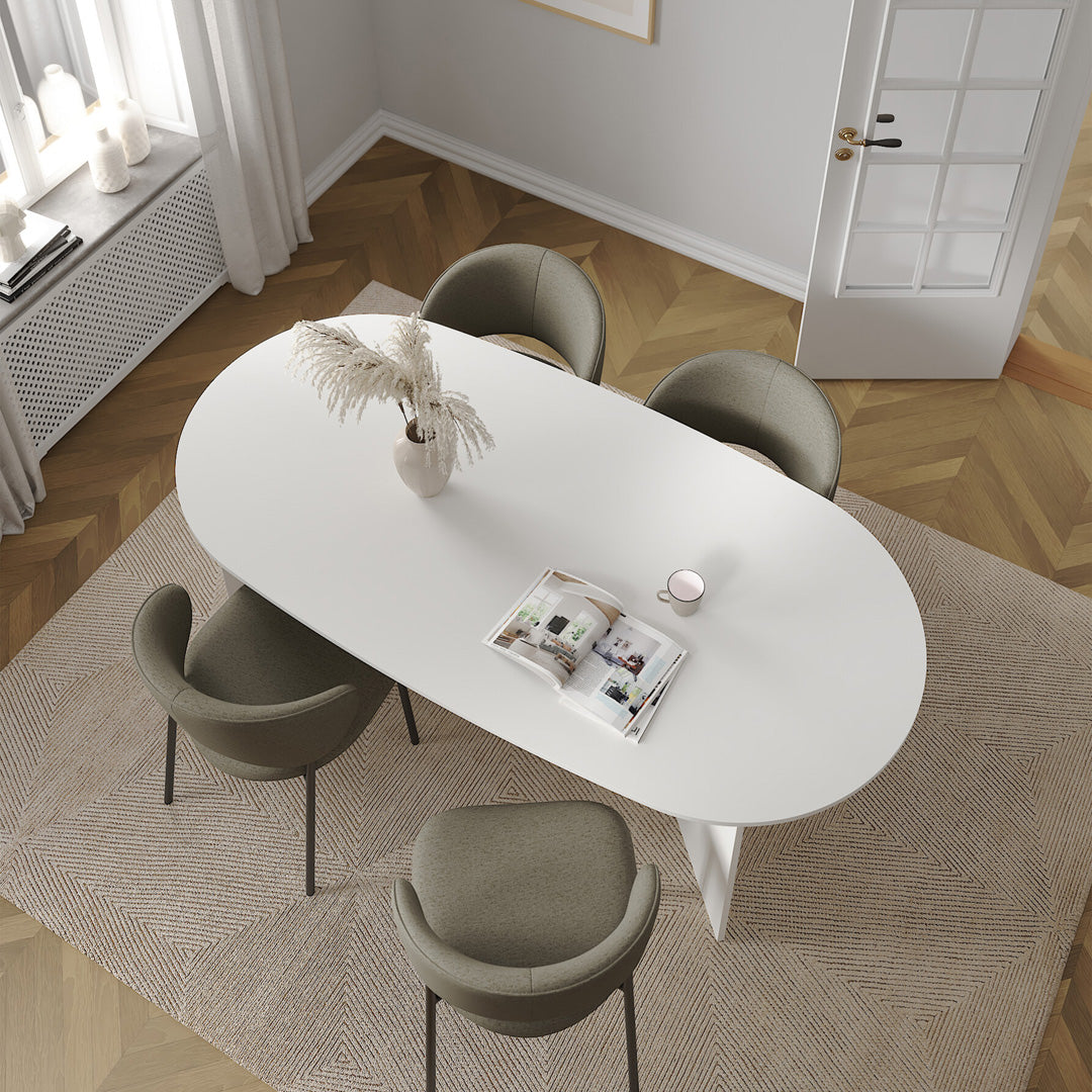 Wooden Dining Table in Oval for 4 People - Family
