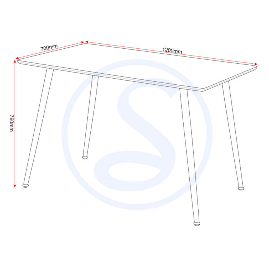 Wooden Dining Table for 4 People Rectangular - Barley