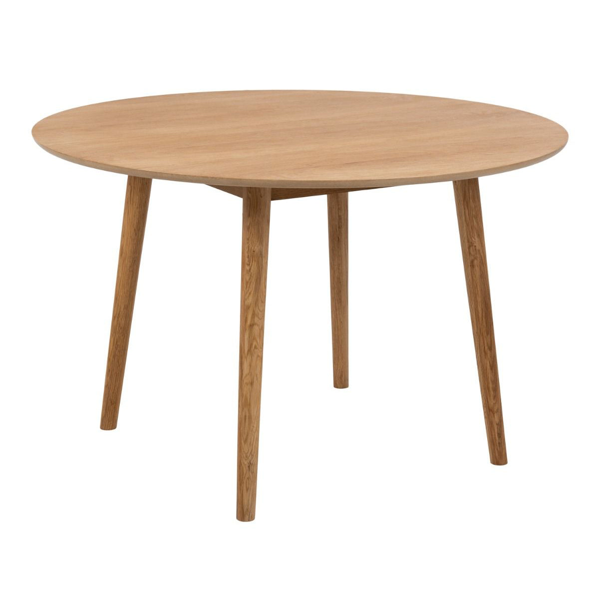 Wooden Dining Table Round With 4 Ida Oak Dining Chairs - Nagano