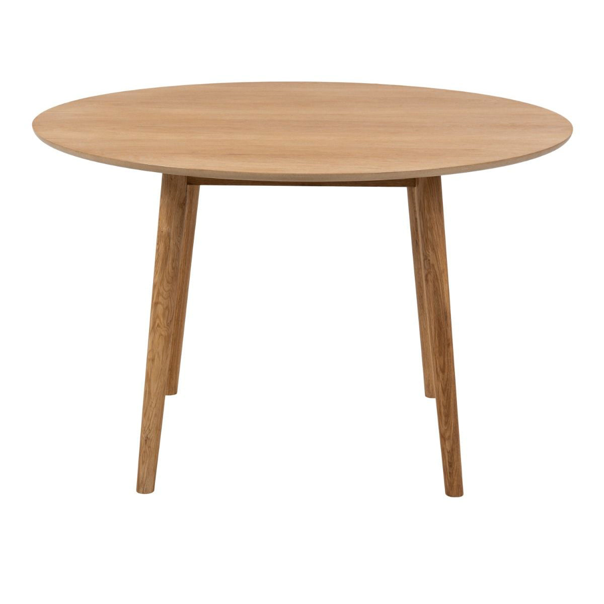Wooden Dining Table Round With 4 Ida Oak Dining Chairs - Nagano