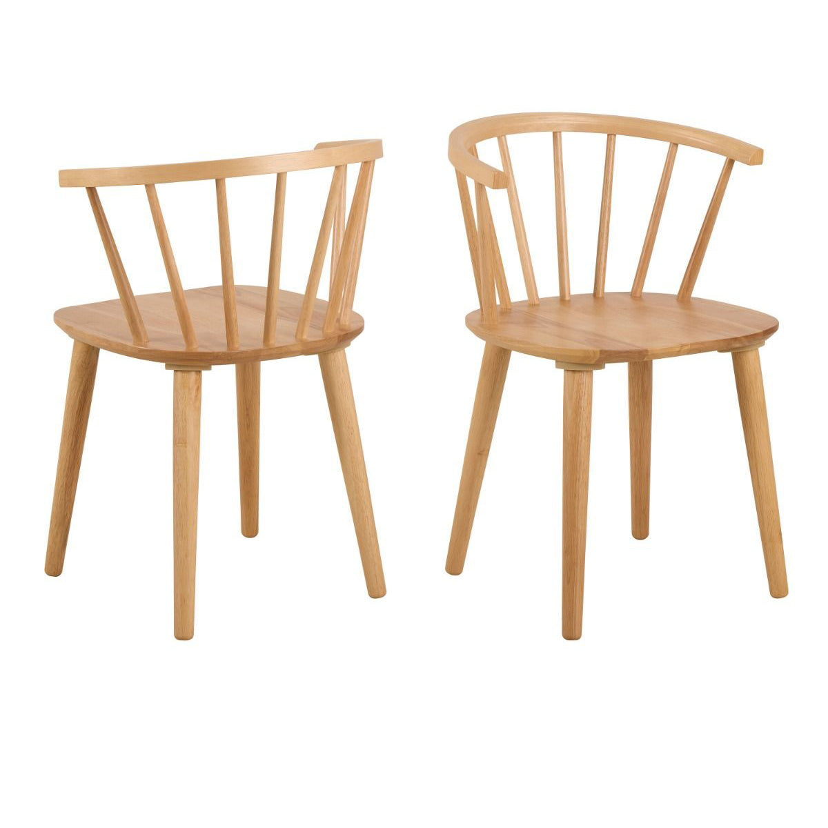 Wooden Dining Table Round With 4 Ida Oak Dining Chairs - Nagano