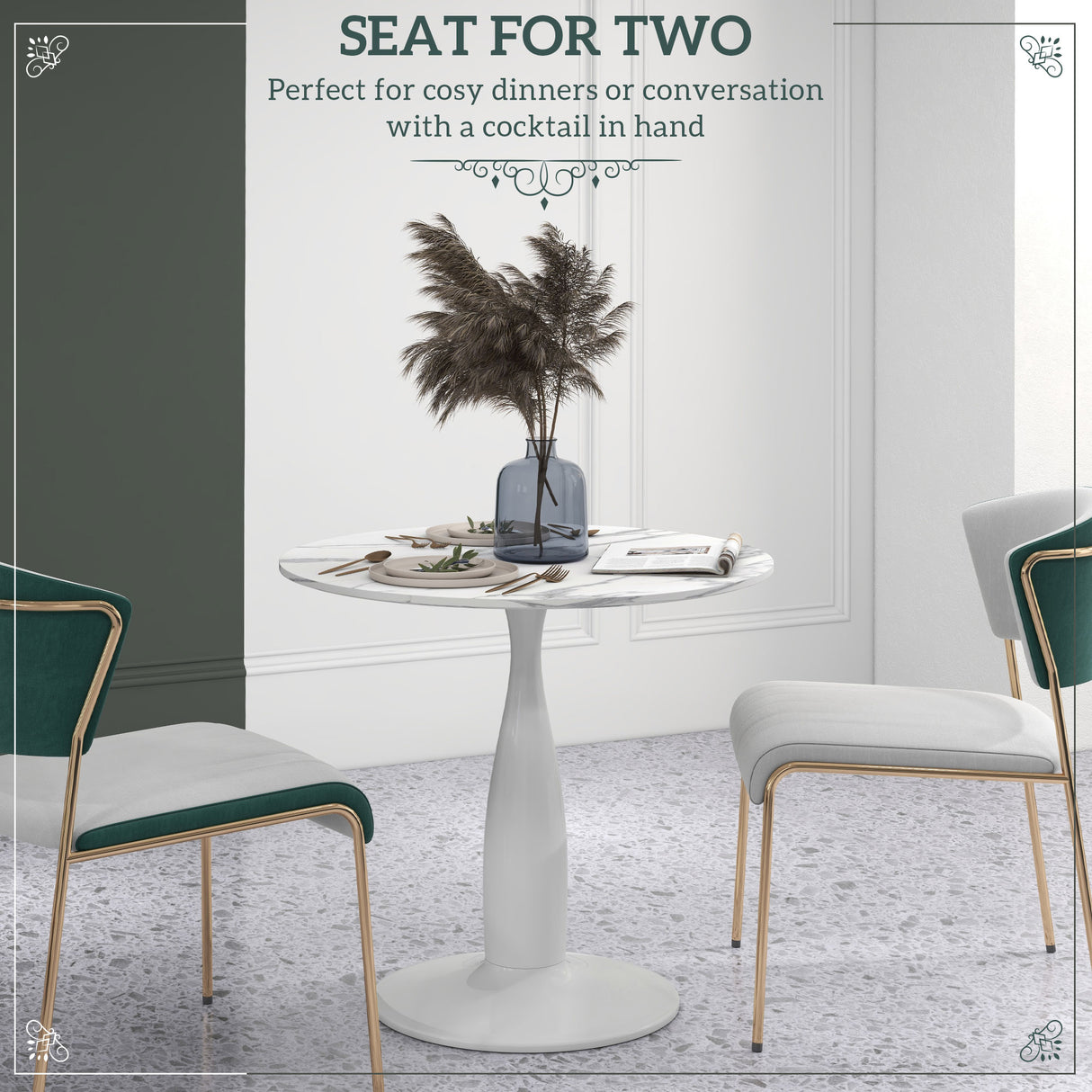 Wooden Dining Table Round for 4 People - Velmora